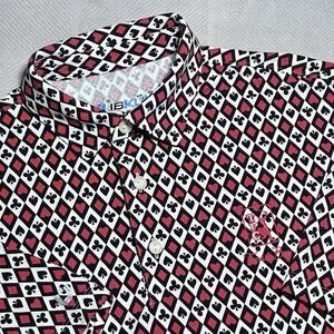 Ibkul Casino Royal Golf Polo Mens Medium Poker Print Performance TCP Trevino Bay